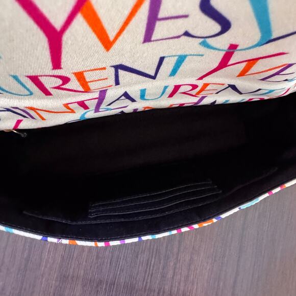 YSL Saint Laurent Jamie Medium Logo Print Quilted Silk Crossbody Handbag - Picture 10 of 13